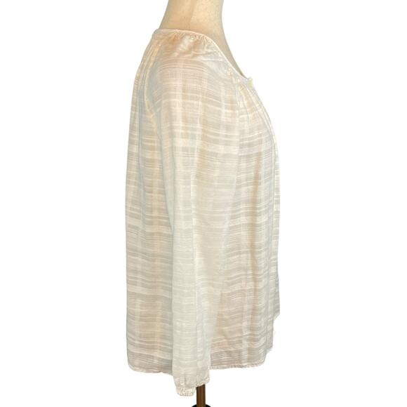 J. McLaughlin Button Front Peasant Blouse Top Long Sleeve White Women's Small - Picture 4 of 6